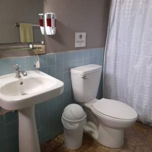 Modern bathroom facilities.